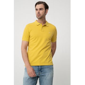 Tricou polo regular fit cu aspect pique