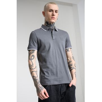 Tricou polo slim fit Passertip - Alb murdar/Gri antracit