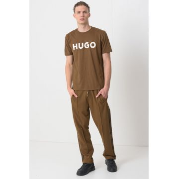 Tricou regular fit cu logo cauciucat Dulivio - Maro inchis