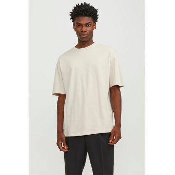 Tricou uni cu decolteu la baza gatului - Alb murdar