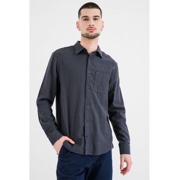 Tricou uni regular fit de bumbac - Gri inchis melange