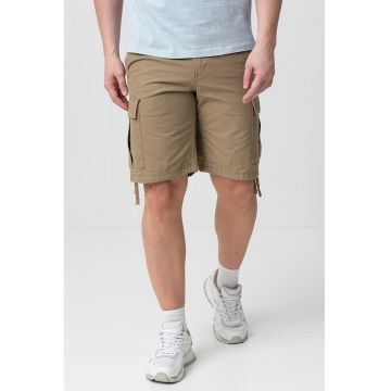 Bermude cargo cu talie medie - Bej/Maro camel