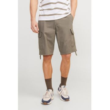 Bermude cargo cu talie medie - Maro camel