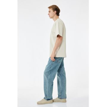 Blugi relaxed fit cu talie medie - Albastru petrol