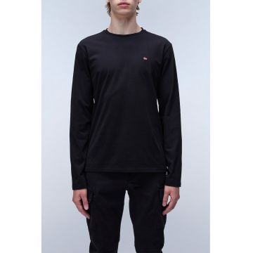 Bluz de bumbac cu decolteu la baza gatului Salis - Negru