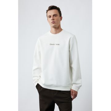 Bluza de trening cu decolteu la baza gatului - Alb