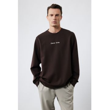 Bluza de trening cu decolteu la baza gatului - Maro