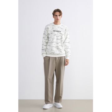 Bluza de trening cu model abstract - Gri/Alb murdar