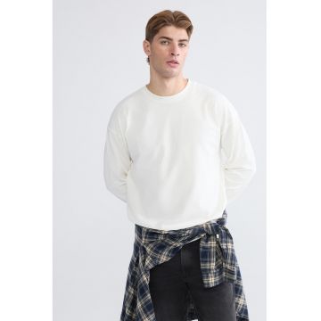 Bluza de trening de bumbac cu decolteu la baza gatului - Alb
