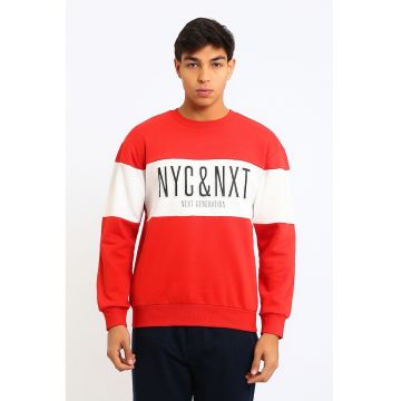 Bluza de trening din amestec de bumbac cu text - Rosu/Alb