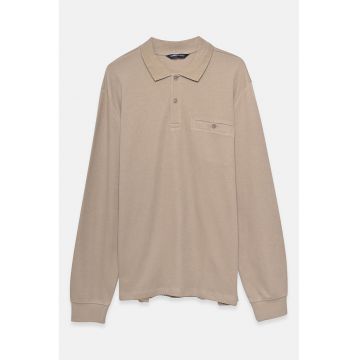 Bluza lejera cu guler polo - Maro nisip