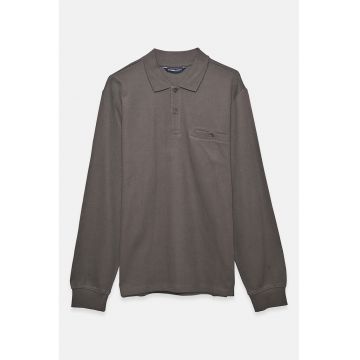 Bluza lejera cu guler polo - Maro taupe