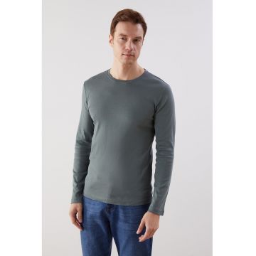 Bluza slim fit din bumbac - Verde pal