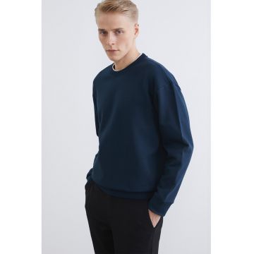 Bluza uni de trening cu mansete si terminatie elastice - Bleumarin