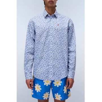 Camasa cu model floral - Alb/Albastru
