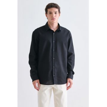 Camasa de bumbac cu maneci lungi - Negru