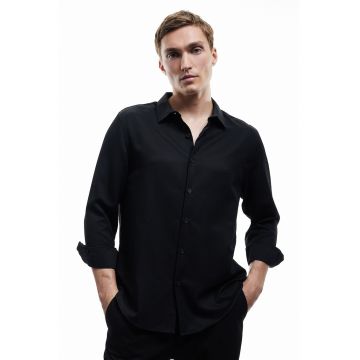 Camasa regular fit din amestec de bumbac - Negru