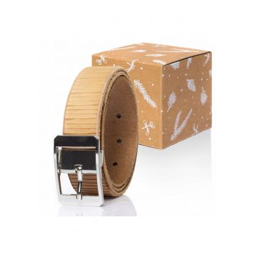 Cureaua Barbati -  SOPO-MUS069 - 100% Piele Naturala - Model Clasic - Catarama Din Metal - Reglabil - Reutilizabile - Pentru Pantaloni - Blugi - Rezistenta La Uzura Si Rezistenta La Zgarieturi - Lungime - Bej - Beige Clair