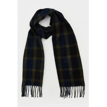 Fular uni cu terminatii franjurate - Verde padure