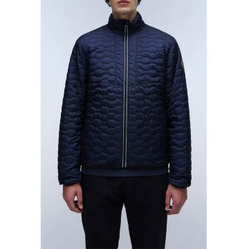 Geaca cu fermoar si aspect matlasat - Bleumarin