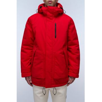 Geaca cu gluga si buzunare oblice - Rosu