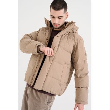 Geaca lejera cu gluga - Maro taupe deschis