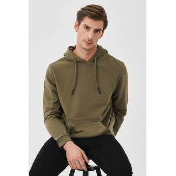 Hanorac cu buzunar kangaroo si snur - Kaki