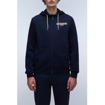 Hanorac din amestec de bumbac cu fermoar - Bleumarin