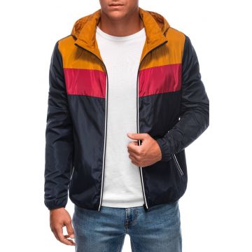 Jacheta cu fermoar si maneci lungi - Maro deschis/Bleumarin