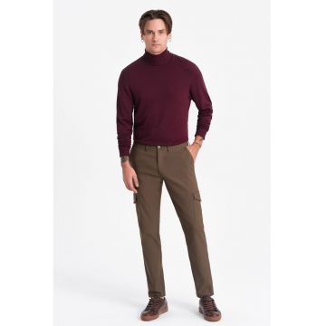 Pantaloni cargo cu croiala dreapta - Maro inchis