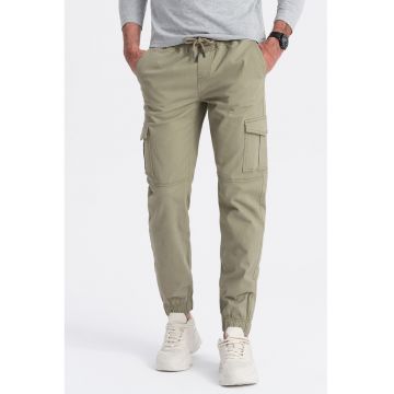 Pantaloni cargo cu snur in talie - Verde sparanghel