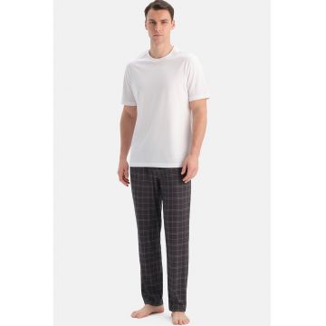 Pantaloni de pijama din amestec de modal - Gri carbune/Maro deschis