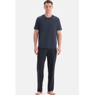 Pantaloni de pijama din amestec de modal - Negru/Albastru ultramarin