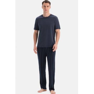 Pantaloni de pijama din amestec de modal - Negru/Bleumarin