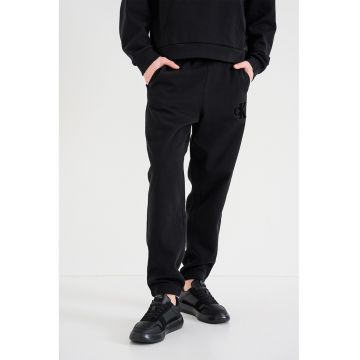 Pantaloni de trening din bumbac cu snur de ajustare - Negru