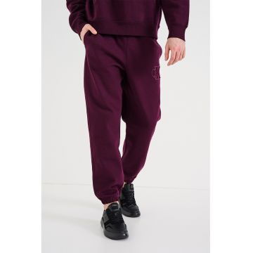 Pantaloni de trening din bumbac cu snur de ajustare - Violet tyrian