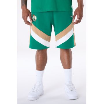 Pantaloni de trening scurti cu imprimeu Boston Celtics - Alb/Verde/Maro camel