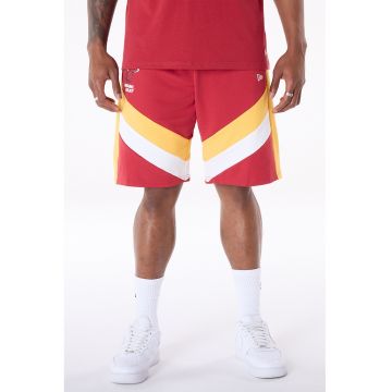 Pantaloni de trening scurti cu imprimeu Miami Heat - Rosu/Alb/Galben
