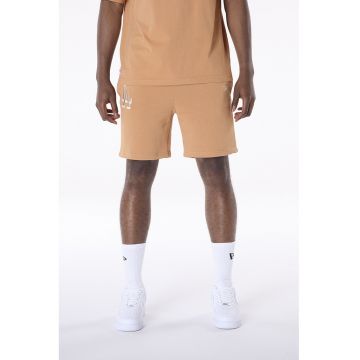 Pantaloni de trening scurti cu snur si monograma brodata - Maro camel