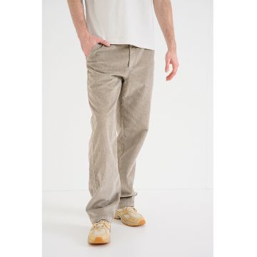 Pantaloni din reiat cu croiala dreapta - Maro taupe deschis