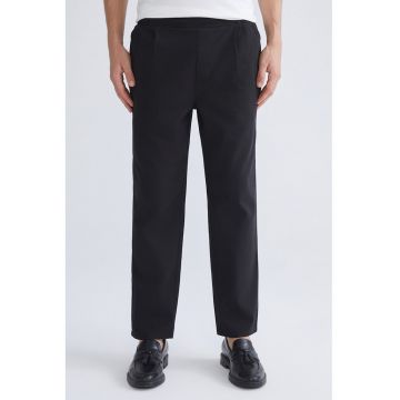 Pantaloni drepti din amestec de bumbac - Negru