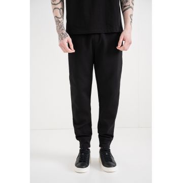 Pantaloni uni de trening din amestec de bumbac - Negru