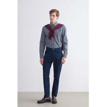 Pantalonici conici cu model uni - Bleumarin