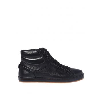 Pantofi sport mid-cut din piele - Negru
