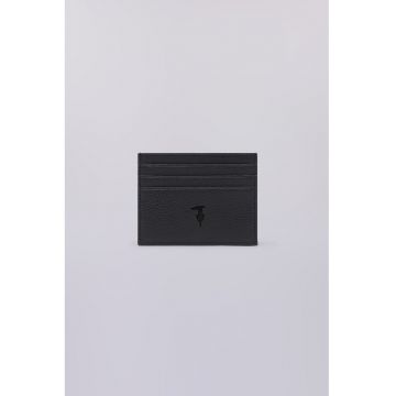 Portcart din piele cu logo - Negru