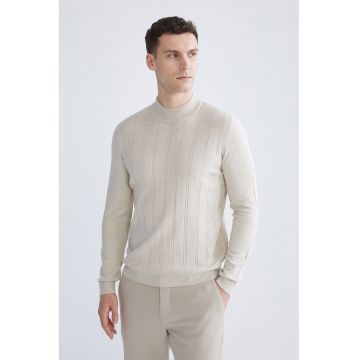 Pulover cu aspect striat - Bej deschis