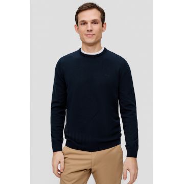 Pulover de bumbac cu decolteu la baza gatului - Bleumarin