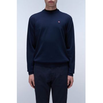 Pulover de bumbac cu decolteu la baza gatului Droz - Bleumarin