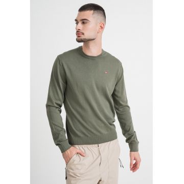 Pulover de bumbac cu decolteu la baza gatului Droz - Kaki