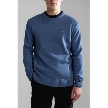 Pulover din amestec de lana cu decolteu la baza gatului Dain - Albastru lavanda